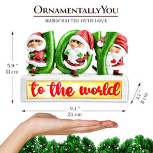 Load image into Gallery viewer, Joy to the World with Holiday Gnomes Lighted Statue, Tabletop LED Christmas Decor

