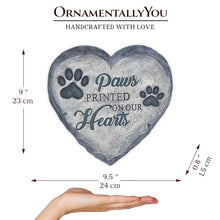 Carregar imagem no visualizador da galeria, Paws Printed on our Hearts Memorial Stepping Stone for Pet, 9.5" Dog Funeral and Pet Cemetery Decor
