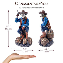 Carregar imagem no visualizador da galeria, Western Skeleton Gunslinger Statue Figurine, 10" Gothic Cowboy Wild West Home Decor

