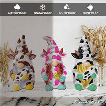 Load image into Gallery viewer, Endearing Cow Gnome Trio Mini Statue Set of Three, 5&quot; Miniature Figurine and Unique Farm Resin Garden Statue
