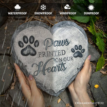 Carregar imagem no visualizador da galeria, Paws Printed on our Hearts Memorial Stepping Stone for Pet, 9.5" Dog Funeral and Pet Cemetery Decor
