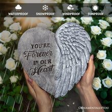 Load image into Gallery viewer, You’re Forever in Our Hearts Angel Wing Stepping Stone, 9.5" Garden Decorative Memorial Resin Figurine
