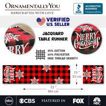 Load image into Gallery viewer, Plaid Merry Christmas 72&quot; Jacquard Table Runner, High Quality Holiday Rectangle Tablecloth Decoration
