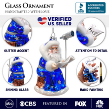 Load image into Gallery viewer, (Pre-Order) Santa the Astronomer Glass Christmas Ornament, Science and Astronomy Themed Holiday Gift
