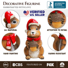 Cargar imagen en el visor de la galería, Charming Chipmunk with Santa Hat Figurine, 5&quot; Playful Christmas Rodent Garden Statue
