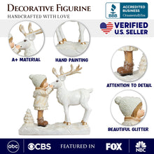 Load image into Gallery viewer, (Pre-Order) Charming Deer and Little Girl Figurine, 7.5&quot; Vintage Christmas Garden Statue

