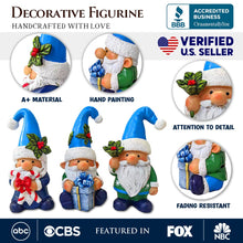 Load image into Gallery viewer, (Pre-Order) Sky Blue Hat Festive Holiday Gnome Set of Three Miniature Christmas Tabletop Figurine Statues
