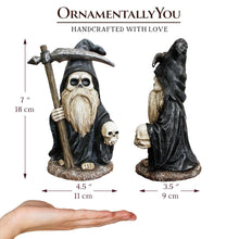Carregar imagem no visualizador da galeria, (Pre-Order) Grim Reaper Gnome Figurine 7&quot;, Gothic Occult Statue Yard Decoration
