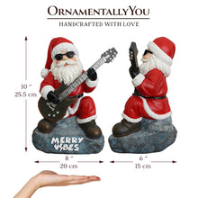 Carregar imagem no visualizador da galeria, Merry Vibes Rockstar Santa Christmas Figurine, 10" Rock n Roll Lover Gift Garden Statue
