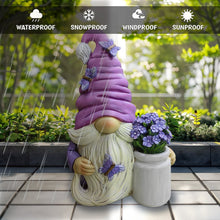 Load image into Gallery viewer, Garden Grace Lavender Gnome Figurine, 10&quot;  Purple Home Decor Statue with Butterflies and Flowers
