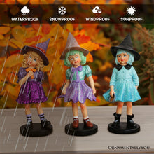 Load image into Gallery viewer, Mystical Victorian Witch Sisters Set of Three Figurines, Enchanted 6&quot; Statues for a Bewitching Halloween Tabletop Display
