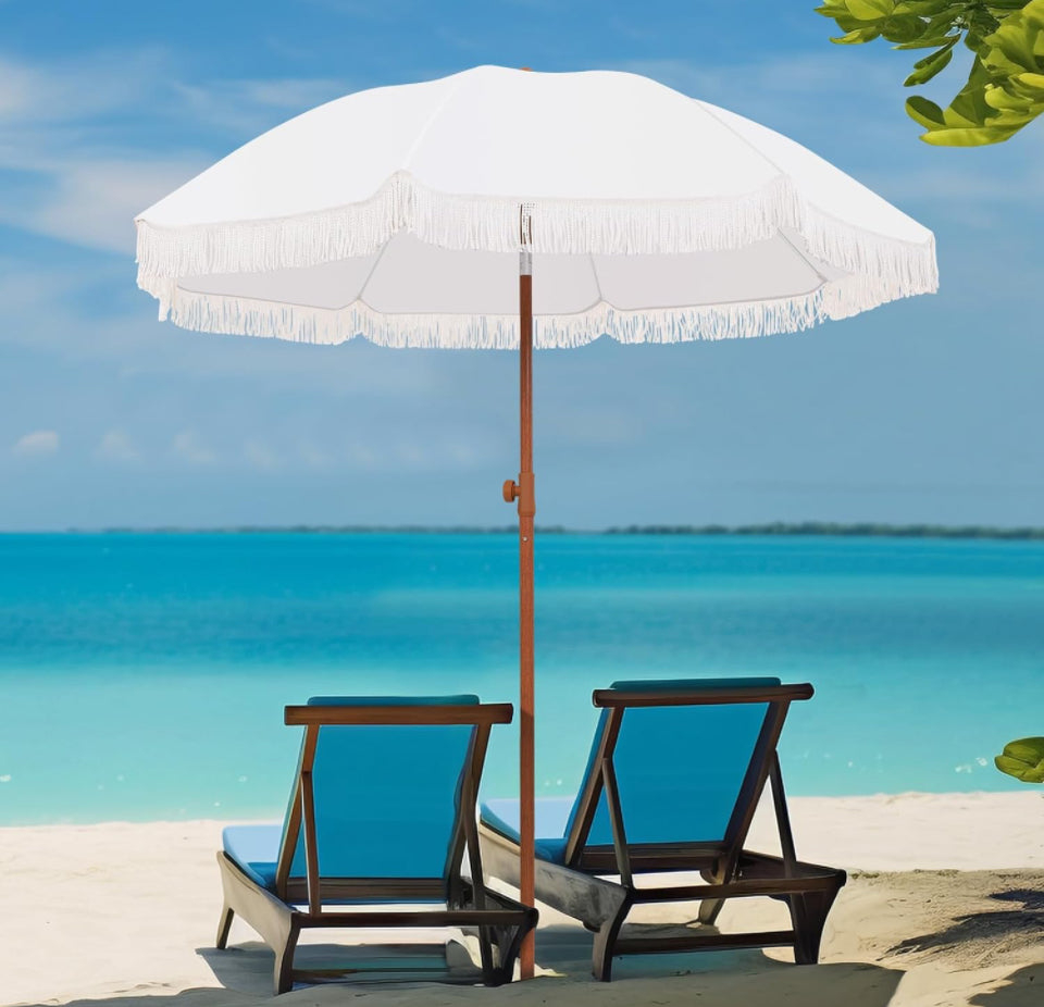 Kbrellaoutlets Patio Umbrella with UPF 50+ Protection, 8 Ribs, Push Button Tilt - Versatile Outdoor Shade for Garden, Courtyard, and Beach
