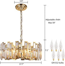 Load image into Gallery viewer, Akeelighting Gold Chandeliers Lighting Modern Crystal Chandelier 6 Light Contemporary Girls Bedroom Dining Room Ceiling Hanging Pendant Chandelier Lighting Fixture
