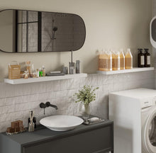 Load image into Gallery viewer, BAMEOS Floating Shelf,Wall Shelf, Decor Wall Mounted Shelves, Hanging Shelf Set for Bathroom Kitchen Living, Kitchen, Room Bedroom Storage White
