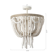 Load image into Gallery viewer, Seguis 3-Light Weathered White Chandelier with Wood Beads
