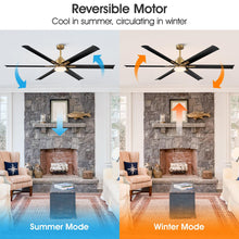 Load image into Gallery viewer, 72&quot; Bankston Modern DC Motor Downrod Mount Reversible Ceiling Fan with Lighting and Remote Control
