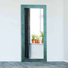 Carregar imagem no visualizador da galeria, Farmhouse Blue Rectangle Wood Distressed Floor Mirror
