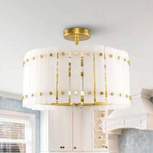 Load image into Gallery viewer, 4-Light Modern Drum Marble Semi Flush Mount Ceiling Light
