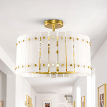 Load image into Gallery viewer, 4-Light Modern Drum Marble Semi Flush Mount Ceiling Light
