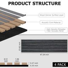 Load image into Gallery viewer, 4-Piece Pack Veneer Sound Acoustic Wood Wall Panels
