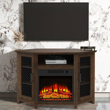 Load image into Gallery viewer, 45&quot; Corner Electric Fireplace TV Stands Console Table with 2 Metal Mesh Doors
