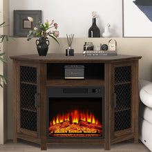 Load image into Gallery viewer, 45&quot; Corner Electric Fireplace TV Stands Console Table with 2 Metal Mesh Doors
