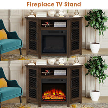 Load image into Gallery viewer, 45&quot; Corner Electric Fireplace TV Stands Console Table with 2 Metal Mesh Doors
