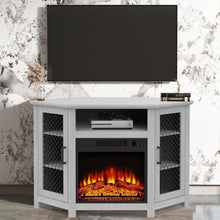Load image into Gallery viewer, 45&quot; Corner Electric Fireplace TV Stands Console Table with 2 Metal Mesh Doors
