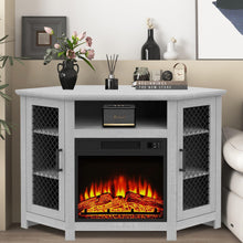 Load image into Gallery viewer, 45&quot; Corner Electric Fireplace TV Stands Console Table with 2 Metal Mesh Doors

