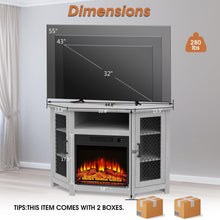 Load image into Gallery viewer, 45&quot; Corner Electric Fireplace TV Stands Console Table with 2 Metal Mesh Doors
