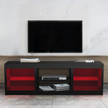 Carregar imagem no visualizador da galeria, 66&quot; Modern LED TV Stand Entertainment Center with Glass Shelves for Living Room
