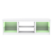 Carregar imagem no visualizador da galeria, 66&quot; Modern LED TV Stand Entertainment Center with Glass Shelves for Living Room
