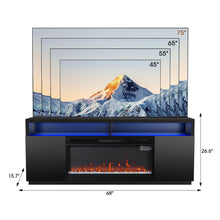 Load image into Gallery viewer, Modern 68&quot; LED TV Stand with 36&quot; Insert Opening Electric Fireplace for Living Room in Black or White
