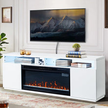 Load image into Gallery viewer, Modern 68&quot; LED TV Stand with 36&quot; Insert Opening Electric Fireplace for Living Room in Black or White
