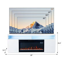 Load image into Gallery viewer, Modern 68&quot; LED TV Stand with 36&quot; Insert Opening Electric Fireplace for Living Room in Black or White
