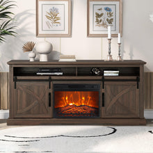 Carregar imagem no visualizador da galeria, 68&quot; Farmhouse TV Stand with 23&quot; Insert Opening Electric Fireplace
