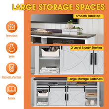 Carregar imagem no visualizador da galeria, 68&quot; Farmhouse TV Stand with 23&quot; Insert Opening Electric Fireplace
