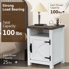 Load image into Gallery viewer, 18&quot; Solid Wood Farmhouse Nightstand for Bedroom in Brown or Grey or White
