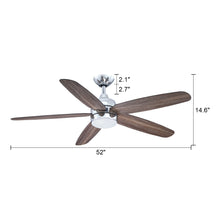 Cargar imagen en el visor de la galería, 52&quot; Dicken Farmhouse Downrod Mount Reversible Crystal Ceiling Fan with Lighting and Remote Control
