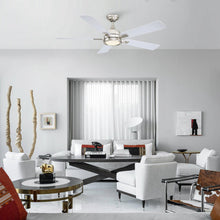 Carregar imagem no visualizador da galeria, 52&quot; Tata Nagar Industrial Brush Nickel Downrod Mount Reversible Ceiling Fan with Lighting and Remote Control
