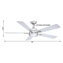 Cargar imagen en el visor de la galería, 52&quot; Tata Nagar Industrial Brush Nickel Downrod Mount Reversible Crystal Ceiling Fan with Lighting and Remote Control
