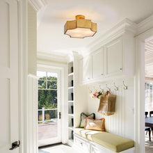 Load image into Gallery viewer, 3-Light Vintage Golden LED Semi Flush Mount Light for Entrance, Closet, Kitchen
