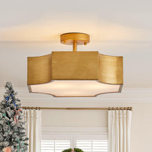 Load image into Gallery viewer, 3-Light Vintage Golden LED Semi Flush Mount Light for Entrance, Closet, Kitchen
