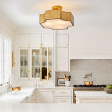 Load image into Gallery viewer, 3-Light Vintage Golden LED Semi Flush Mount Light for Entrance, Closet, Kitchen
