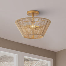 Cargar imagen en el visor de la galería, Farmhouse 2-Light Flush Mount Lighting with Rattan Rope
