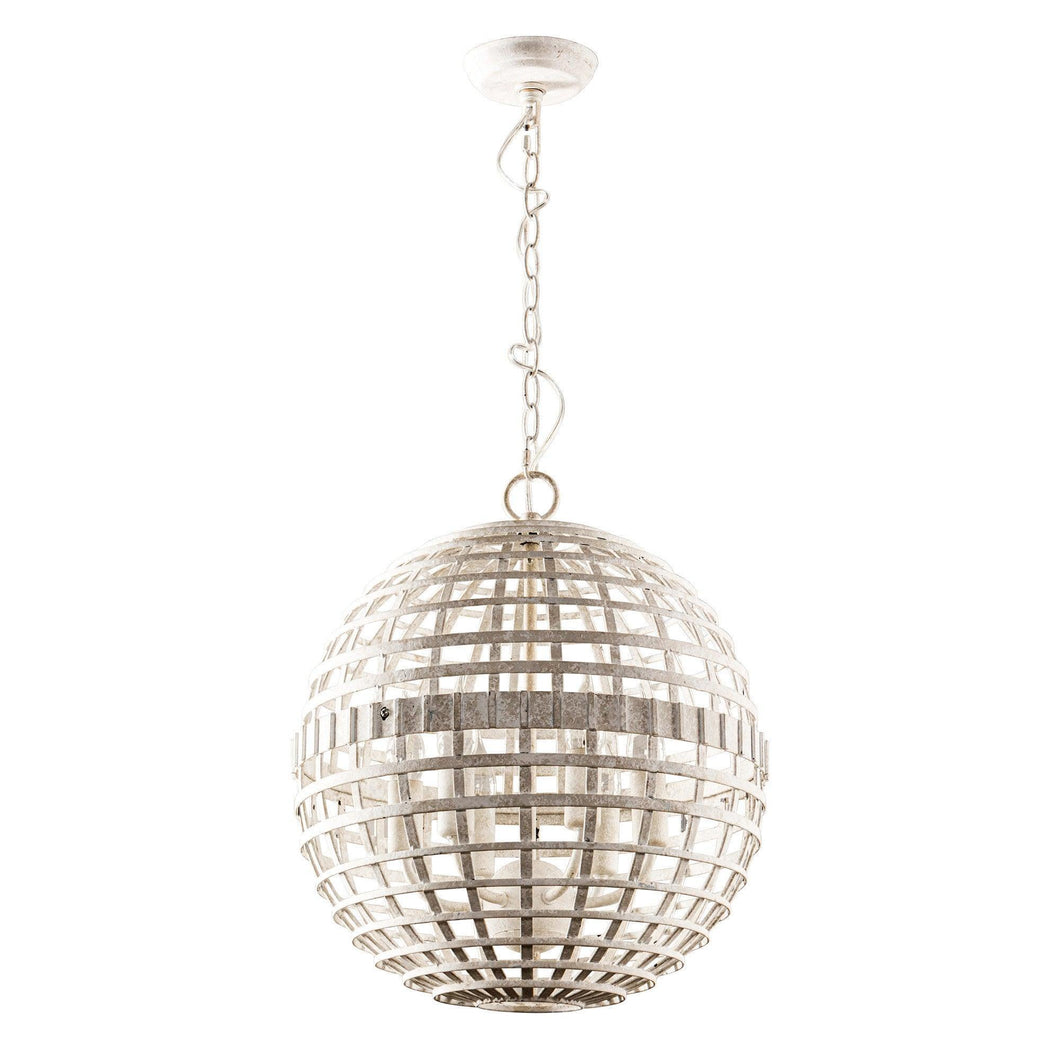 6-Light Vintage And Farmhouse Globe Island Pendant Light in White