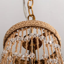 Carregar imagem no visualizador da galeria, Modern Beaded Basket Weathered Wood 4-Light Chandelier
