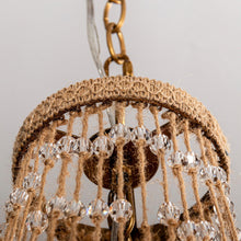 Load image into Gallery viewer, Modern Beaded Basket Weathered Wood 4-Light Chandelier
