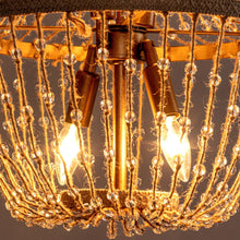 Load image into Gallery viewer, Modern Beaded Basket Weathered Wood 4-Light Chandelier

