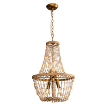 Load image into Gallery viewer, Modern Beaded Basket Weathered Wood 4-Light Chandelier
